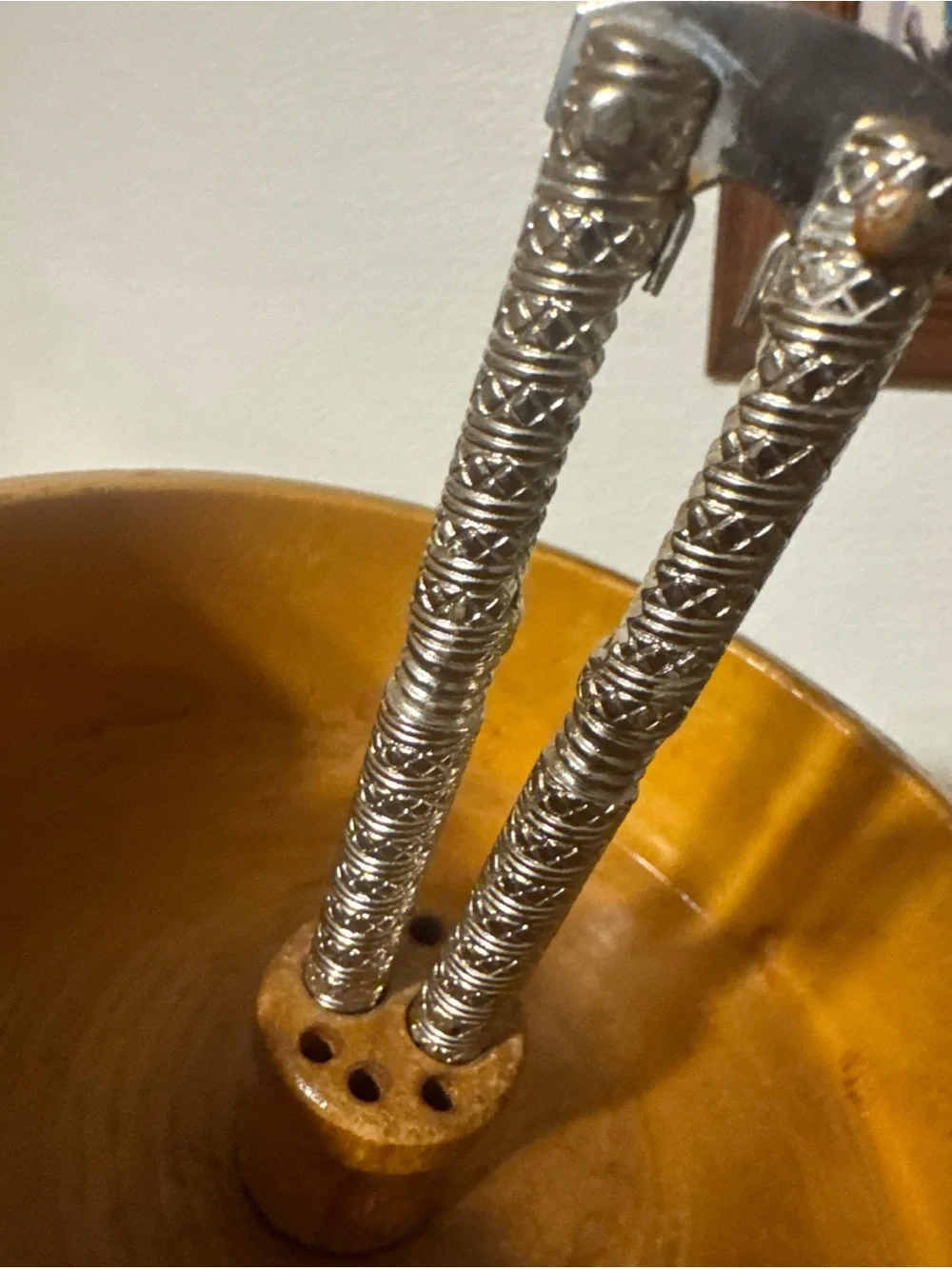 vintage mid-century modern rustic tree bark wood nut bowl Set